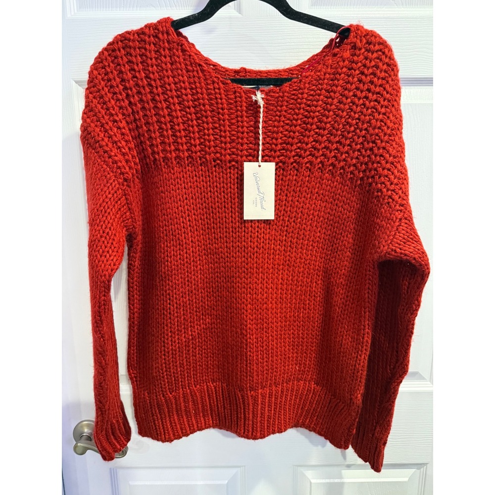 Universal Thread Red Chunky Knit Crewneck Pullover Sweater Womens Large NEW